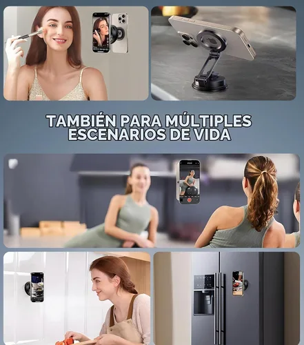 Vista 6 de Soporte plegable de succión al vacío: soporte magnético para teléfono de automóvil para magsafe, brazo de aleación aeroespacial, el mejor