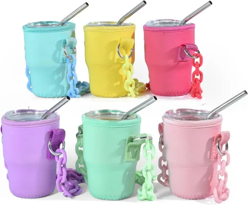 Vista 8 de AGH vaso de chupito de 3 oz, mini vaso con popote y tapa, vasos de chupito de acero inoxidable mate de colores, vasos con aislamiento al vacío