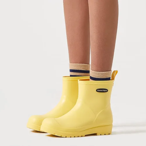 Vista 4 de Planone Botas cortas de lluvia para mujer, zapatos de jardín impermeables, botas de lluvia antideslizantes para mujer, plantillas cómodas, elegantes