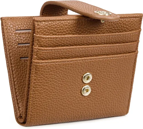 Vista 19 de BOSTANTEN - Billetera delgada para mujer, pequeña, con bloqueo RFID, tarjetero de cuero plegable con cremallera y bolsillo para monedas, Pequeña