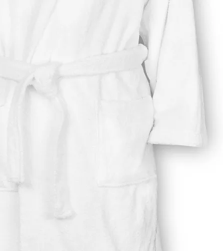 Vista 4 de LA' HAM MAM FINE LIVING Bata de baño unisex de rizo de algodón turco, 100% algodón, calidad de hotel, altamente absorbente, color blanco