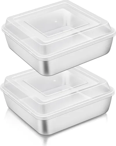 Vista 9 de TeamFar Molde cuadrado para tartas de 6 pulgadas, mini molde cuadrado de acero inoxidable para hornear asar, saludable y resistente, diseño de una
