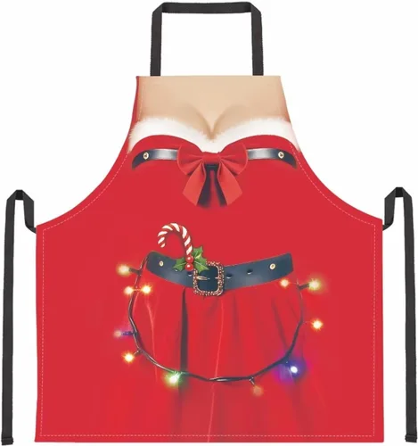Vista 72 de Dreaweet Delantal de cocina unisex con cuello ajustable de Navidad