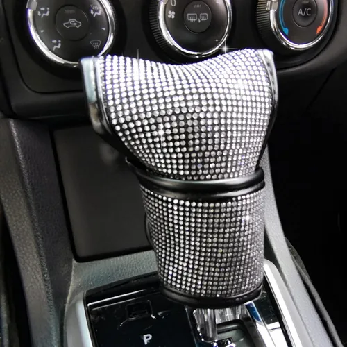 Vista 8 de KEVWR - Funda para palanca de cambios de coche con cristales brillantes, protector de palanca de cambios con brillo de strass, accesorios de Rosa