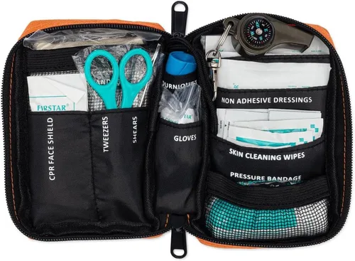 Vista 4 de Kit de primeros auxilios ultraligero, pequeño, repelente al agua - Camping y aire libre 71 piezas, Adventure 3.0 Essentials Kit, para camping