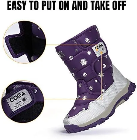 Vista 4 de Mishansha - Botas de nieve para niñas, niños niños pequeños niños grandes invierno, cálidas, impermeables, antideslizantes, anti colisión, corte