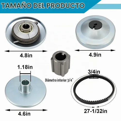 Vista 3 de Embrague convertidor de par serie 30, embrague Go Kart de 3/4 pulgadas con correa de transmisión Go Cart 203589 para compatible con Comet 219552