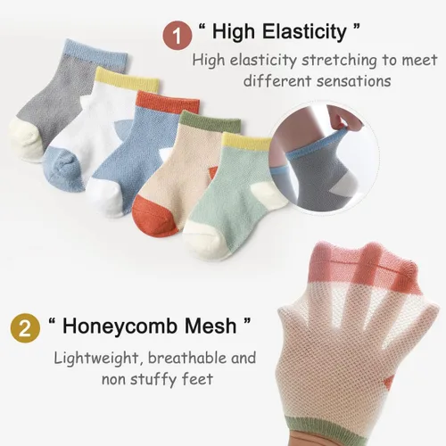 Vista 4 de Nuevos calcetines de malla de verano para bebés, niños y niñas pequeñas, calcetines para recién nacidos, accesorios esenciales para bebés
