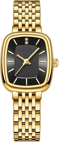 Vista 10 de BESTKANG Reloj rectangular de moda casual para mujer, reloj de pulsera de cuarzo con pulsera de acero inoxidable, resistente al agua.