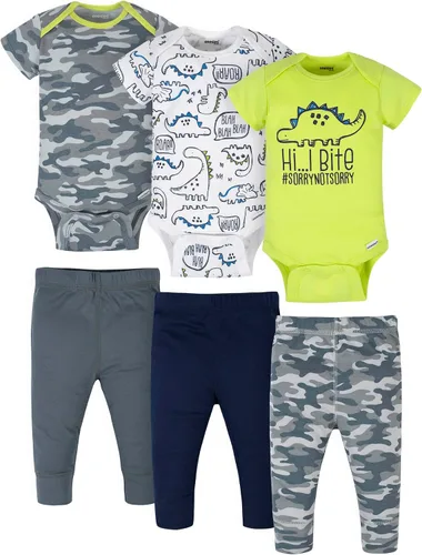 Vista 12 de Onesies Brand Paquete de 3 conjuntos de ropa unisex para bebé, mezcla y combina, de recién nacido a 12 meses, conjunto de pantalones Negro Amarillo