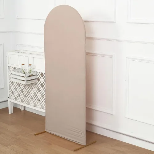 Vista 6 de Balsa Circle Cubierta de fondo de arco de boda con parte superior redonda de elastano mate de 5 pies para eventos, recepción, suministros de Desnudo