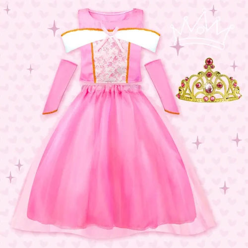 Vista 5 de Meland Disfraz de princesa para niñas pequeñas, disfraz de princesa, regalo para niñas de 3 a 8 años, juego de simulación