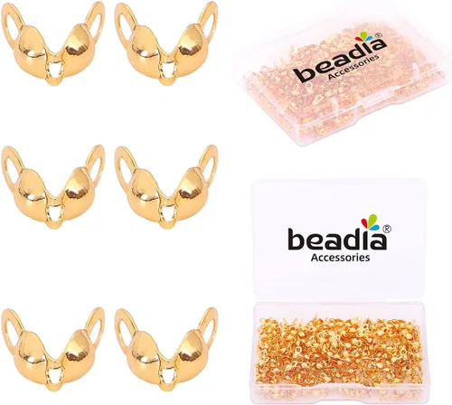 Vista 21 de BEADIA - Hebilla de línea de pesca cilíndrica chapada en oro de 14 quilates, tapas de extremo de 3.2 mm, 30 piezas para hacer joyas
