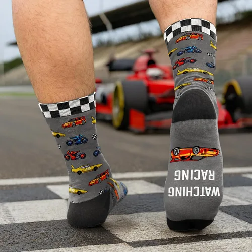 Vista 2 de VICRAZY F1 Racing Car, calcetines deportivos para hombres y mujeres, regalos de Fórmula 1, calcetines de carreras, rellenos de calcetines