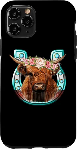 Vista 29 de Floral Highland Cow Heifer Horseshoe Western Country Case for iPhone 16