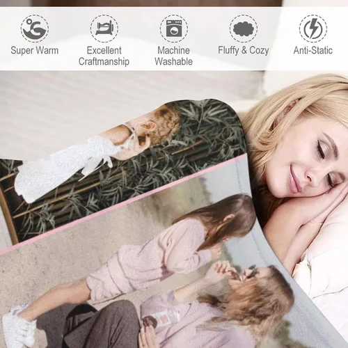 Vista 3 de Manta personalizada con texto fotográfico, regalo personalizado, 1-10 imágenes, manta personalizada para madre, padre, familia, amigos, Navidad