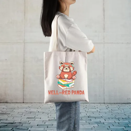 Vista 6 de Well Red Panda Tote Bag - Regalos con temática de animales lindos para los amantes del panda rojo