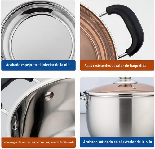 Vista 5 de P&P CHEF - Olla de acero inoxidable con tapa de 3 cuartos de galón