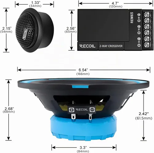 Vista 6 de RECOIL REM65 Echo Series - Sistema de altavoces para audio de coche de 6,5 pulgadas