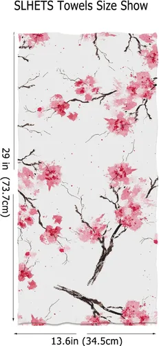Vista 3 de Toallas de mano con flores de cerezo sin costuras, toallas de baño con flores de acuarela rosa, toallas de cocina suaves florales de 13.6 x 29 pies