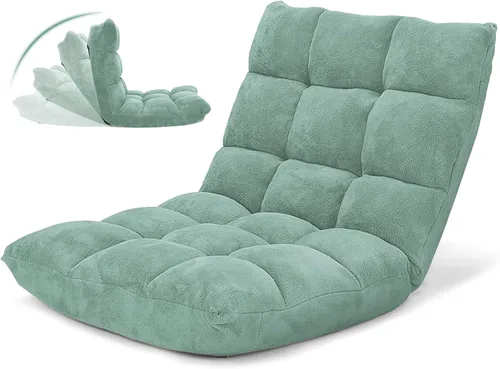 Vista 19 de GOFLAME Sofá de suelo plegable de 14 posiciones, sofá ajustable para juegos, silla acolchada, cama plegable para dormir para sala de estar, Negro