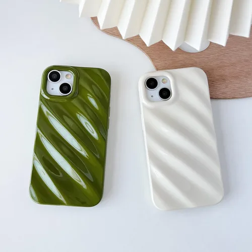 Vista 7 de Caseative Funda para iPhone 11 Pro Max, funda de teléfono con forma de onda con patrón de ondulación de agua (blanca)