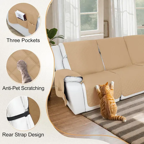 Vista 5 de HDCAXKJ Fundas de sofá seccional reclinable 100% impermeable, forma de L, funda de sofá reclinable lavable acolchada suave para mascotas, perro