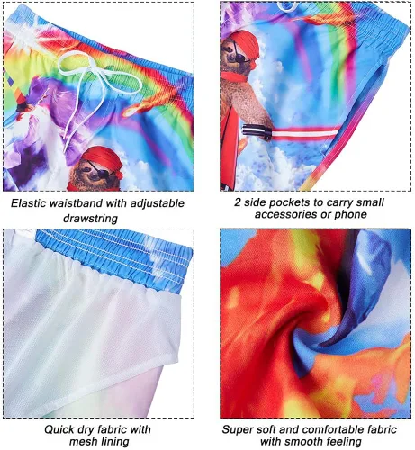 Vista 7 de Traje de baño Uideazone para hombre con cordón elástico en la cintura de secado rápido con forro de malla