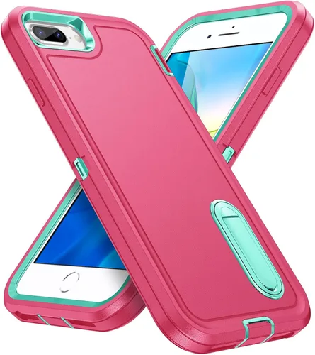 Vista 10 de IDweel Funda para iPhone 8 Plus/7 Plus/6S Plus/6 Plus con soporte, protección resistente, a prueba de golpes, arañazos, ajuste delgado, negro