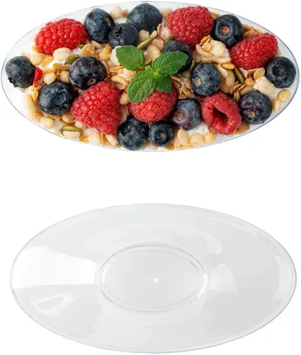 Vista 17 de Restaurantware Vasos de delicatessen de 5.5 onzas, 100 vasos ovalados de plástico para frutas, con tapas, vasos desechables de plástico transparente