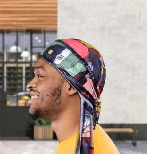 Vista 40 de Art Silky Durag con colas largas y anchas, durags de tela de seda suave satinada para mayor comodidad y compresión