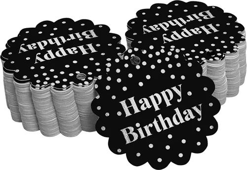 Vista 45 de Etiquetas de papel para colgar con texto en inglés «Happy Birthday» (50 unidades)