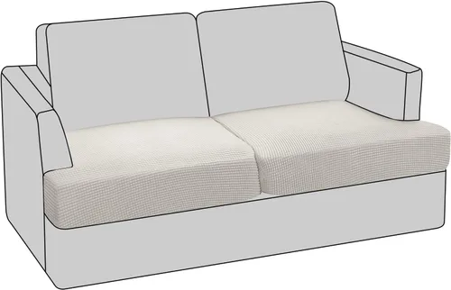 Vista 15 de PrinceDeco Funda elástica para sofá biplaza con cojín en forma de T para sofá de 2 cojines, funda de asiento con parte inferior elástica, apta