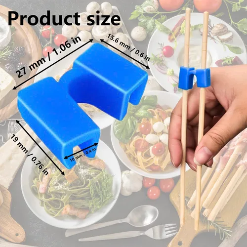 Vista 2 de AccEncyc Ayudantes de palillos reutilizables, 8 pares, bisagras de entrenamiento, conector multicolor para adultos, principiantes, entrenadores
