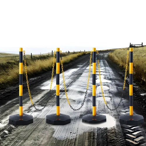 Vista 8 de VEVOR Conos de poste delineador de tráfico ajustable, paquete de 4, barrera delineadora de seguridad de tráfico con base rellenable de 8 pies