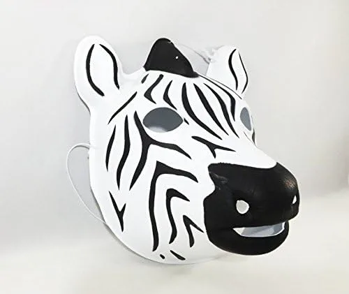 Vista 3 de FixtureDisplays Usado Zebra Máscara De PVC Accesorio De Traje Niño KidsAdult Jungle Animal Holloween 18507-4PK-SNL Listado