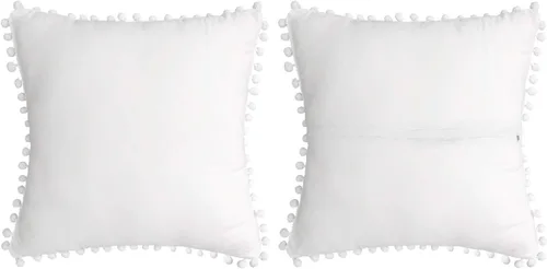 Vista 11 de Softta Euro Sham Covers - Juego de 2 fundas de almohada de 26 x 26 pulgadas con pompón negro, estilo étnico, vintage, 100% algodón puro, fundas
