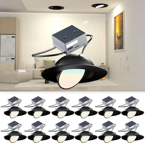 Vista 9 de Lightdot LED de 6 pulgadas empotrable con luz nocturna 1200LM 12W 120V regulable LED Downlight iluminación, 3000 K/4000 K/5000 K seleccionables