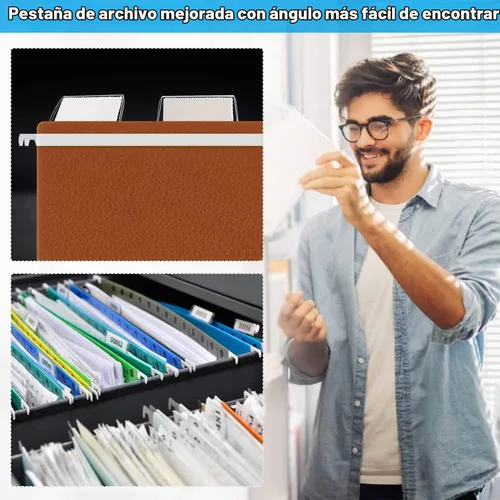 Vista 5 de PAXCOO - 50 juegos de pestañas para carpetas de archivos, pestañas e insertos para carpetas colgantes Transparente