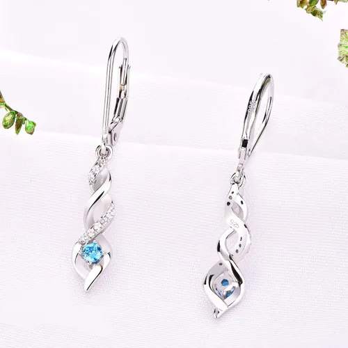 Vista 4 de JO WISDOM - Aretes colgantes de plata de ley 925 con circonita cúbica AAA