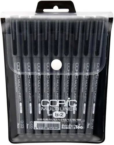 Vista 8 de Marcadores Copic MLBBROAD Multiliner Broad Tinta a Base de Pigmentos, Juego de 4 Piezas