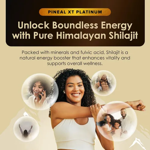 Vista 3 de Pineal XT Platinum – Suplemento puro de Shilajit del Himalaya – Apoya la energía, la salud del cerebro y la memoria – Descalcificación rápida