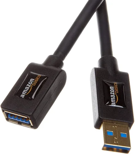 Vista 8 de Amazon Basics Paquete de 2 cables de extensión USB 3.0, transferencia rápida de datos de 4.8 Gbps, USB-A macho a hembra, conectores chapados en oro