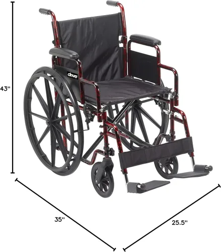 Vista 9 de Silla de ruedas ligera Drive Medical Rebel, rojo
