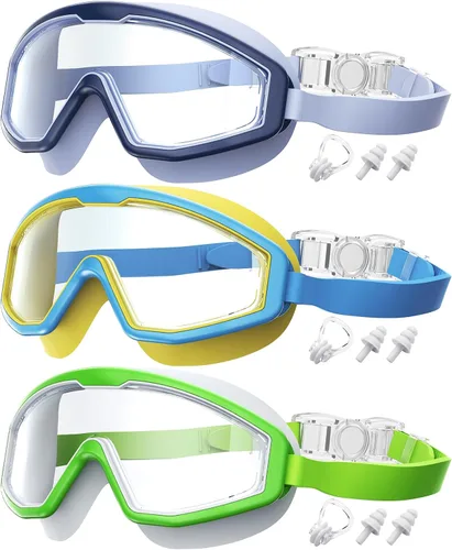 Vista 14 de Gafas de natación para niños, gafas de natación para niños, 3 unidades de gafas de natación de agua para niños y niñas, antivaho UV400
