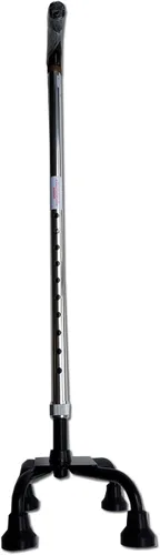 Vista 2 de Altura ajustable Quad Silver Cane Walking Stick ayuda cuatro patas Negro Base pequeña