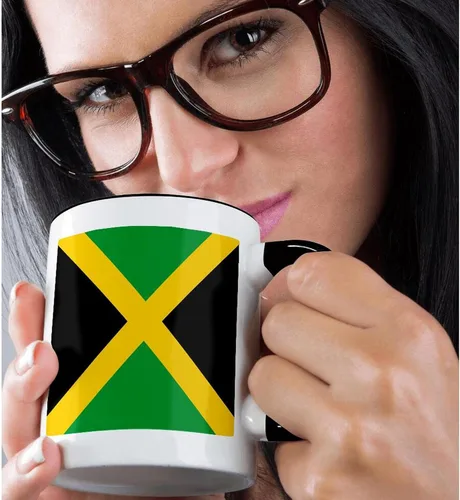 Vista 2 de 3dRose Bandera de Jamaica - Taza cuadrada, 11 onzas, color negro