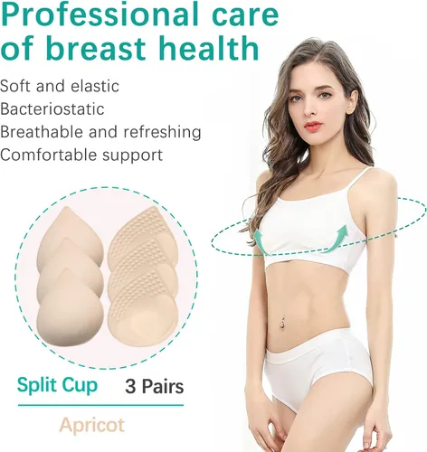 Vista 2 de 3 pares, almohadillas de sujetador cosidas para sujetador deportivo ABCD copa beige o negro, verde o gris o rosa opcional