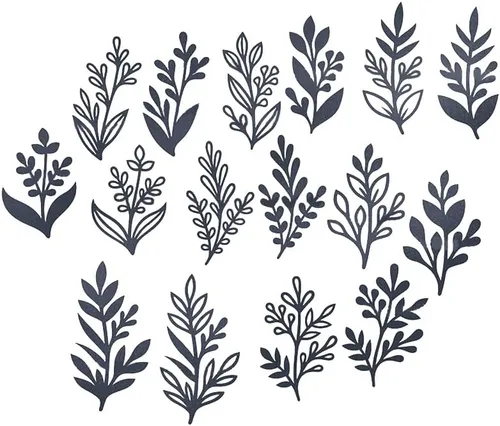 Vista 6 de 8 piezas de hojas troqueladas de corte de metal, plantillas de manualidades de bricolaje, 8 unidades, hojas para álbumes de recortes, plantillas