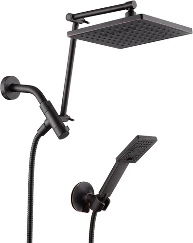 Vista 13 de BRIGHT SHOWERS Cabezal de ducha de lluvia con rociador de mano, juego de cabezal de ducha de lluvia de 8 pulgadas con manguera de 60 pulgadas, juego
